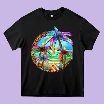 Summer Colorful Palms Heavy Core Tee Designed By Texasbilliewilder