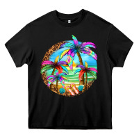 Black summer colorful palms Heavy Core Tee - texasbilliewilder