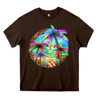 Chocolate Brown summer colorful palms Heavy Core Tee - texasbilliewilder