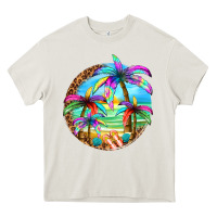 Cream summer colorful palms Heavy Core Tee - texasbilliewilder