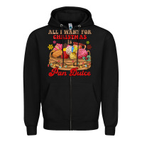 Black all i want for christmas is pan dulce Zipper Hoodie - MaliasSmallBusiness