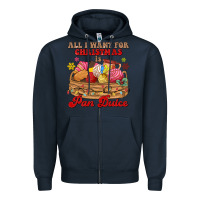 Navy all i want for christmas is pan dulce Zipper Hoodie - MaliasSmallBusiness
