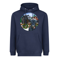 Navy Black Angus Cattle and Calf Christmas Heavyweight Hoodie - RanaPortraitStore