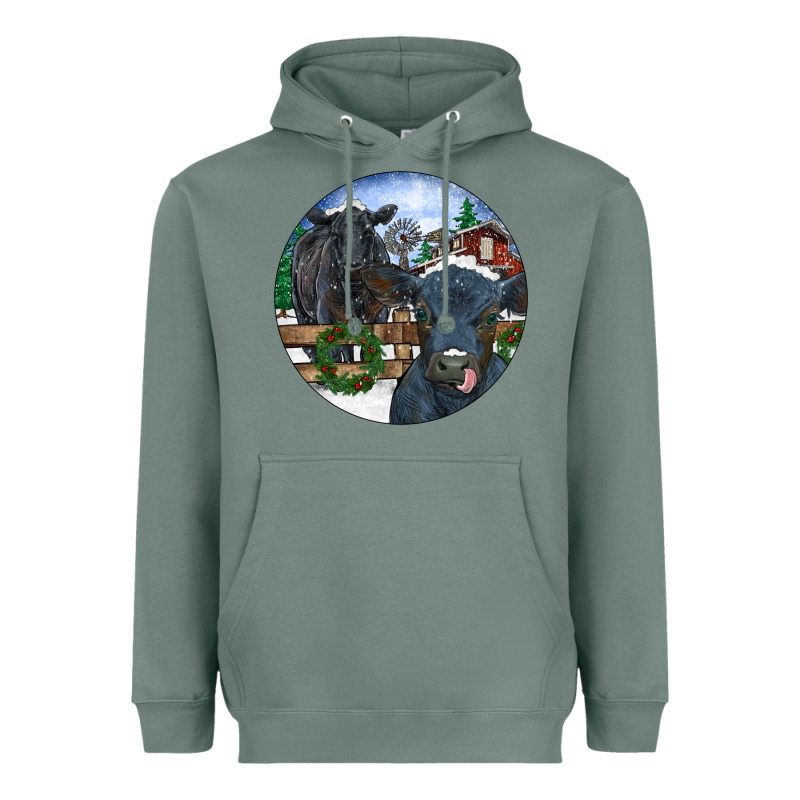 Black Angus Cattle And Calf Christmas Heavyweight Hoodie by RanaPortraitStore | Teevron