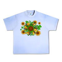 St Patricks Sunflowers With Shamrock And Glitters With Leopard Urban Heavy Tee | Teevron