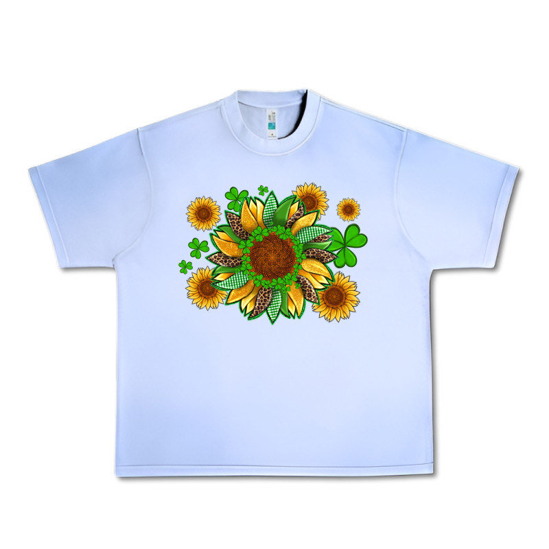 St Patricks Sunflowers With Shamrock And Glitters With Leopard Urban Heavy Tee by Artiststas | Teevron