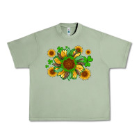 Oil Green st patricks sunflowers with shamrock and glitters with leopard Urban Heavy Tee - Artiststas