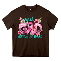Chocolate Brown with god all things are possible Heavy Core Tee - BarkalooDesign
