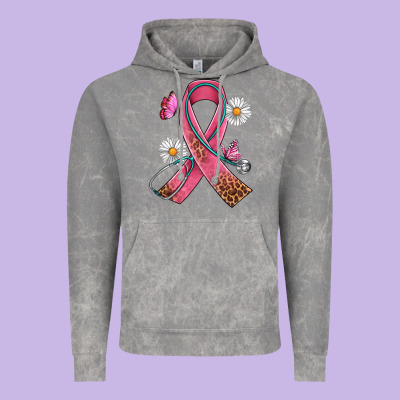 Cancer Ribbon Stethoscope Daisy Butterfly Vintage Hoodie Designed By Artiststas