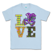 Dusty Blue mardi gras love mask Classic Tee - BarkalooDesign