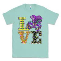 Seafoam mardi gras love mask Classic Tee - BarkalooDesign