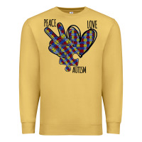 Antique Gold Peace Love Autism Premium Sweatshirt - Bettercallsaul