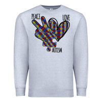 Heather Grey Peace Love Autism Premium Sweatshirt - Bettercallsaul