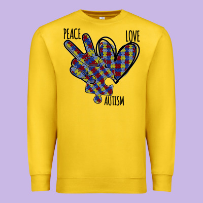 Peace Love Autism Premium Sweatshirt Designed By Bettercallsaul
