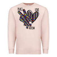 Pale Pink Peace Love Autism Premium Sweatshirt - Bettercallsaul