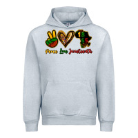 Heather Grey Peace love Juneteenth Urban Hoodie - HowdyJamesFarm