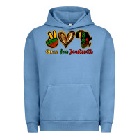 Pigment Pebble Blue Peace love Juneteenth Urban Hoodie - HowdyJamesFarm