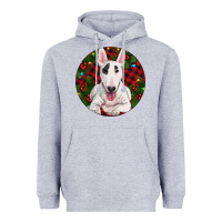 Heather Grey Christmas Bull Terrier Heavyweight Hoodie - RanaPortraitStore