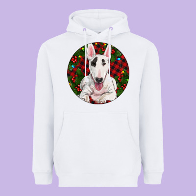Christmas Bull Terrier Heavyweight Hoodie Designed By Ranaportraitstore