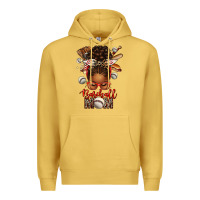 Antique Gold Baseball Mom Afro Messy Bun Premium Hoodie - texasbilliewilder
