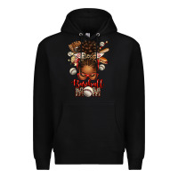 Black Baseball Mom Afro Messy Bun Premium Hoodie - texasbilliewilder