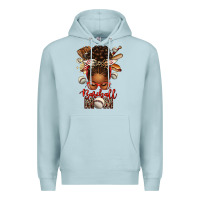 Blue Mist Baseball Mom Afro Messy Bun Premium Hoodie - texasbilliewilder