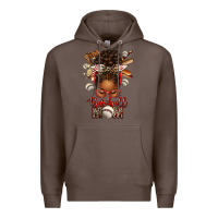 Coffee Baseball Mom Afro Messy Bun Premium Hoodie - texasbilliewilder