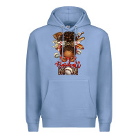 Colony Blue Baseball Mom Afro Messy Bun Premium Hoodie - texasbilliewilder