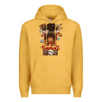 Mustard Baseball Mom Afro Messy Bun Premium Hoodie - texasbilliewilder