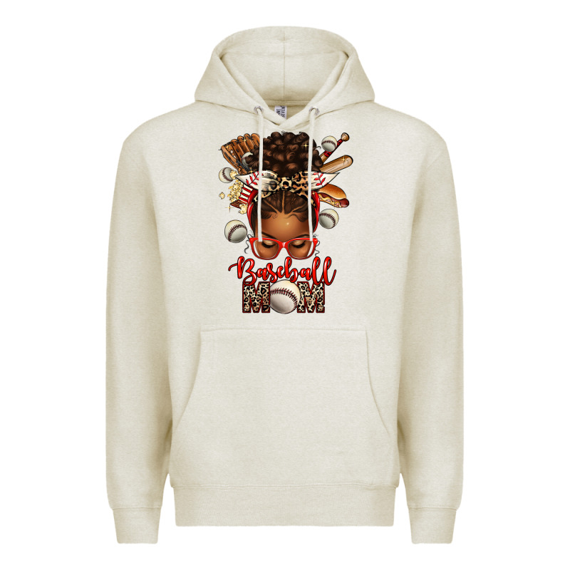 Baseball Mom Afro Messy Bun Premium Hoodie by texasbilliewilder | Teevron
