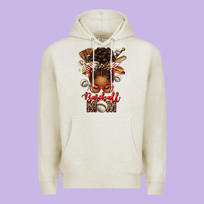 Baseball Mom Afro Messy Bun Premium Hoodie Designed By Texasbilliewilder