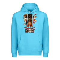 Ocean Blue Baseball Mom Afro Messy Bun Premium Hoodie - texasbilliewilder