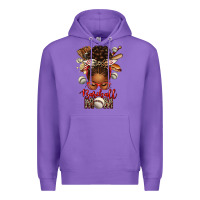 Purple Baseball Mom Afro Messy Bun Premium Hoodie - texasbilliewilder