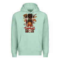 Seafoam Baseball Mom Afro Messy Bun Premium Hoodie - texasbilliewilder