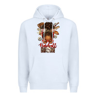 White Baseball Mom Afro Messy Bun Premium Hoodie - texasbilliewilder