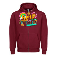 Burgundy hello fifth grade Zipper Hoodie - NancyCooperArtShop