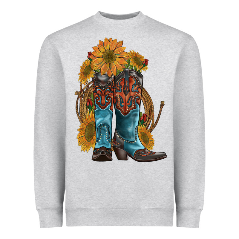 Western Boots With Sunflowers Heavyweight Sweatshirt by Artiststas | Teevron