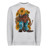 Heather Grey western boots with sunflowers Heavyweight Sweatshirt - Artiststas