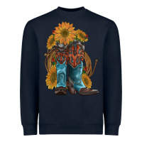 Navy western boots with sunflowers Heavyweight Sweatshirt - Artiststas