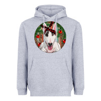 Heather Grey Christmas Bull Terrier Heavyweight Hoodie - RanaPortraitStore