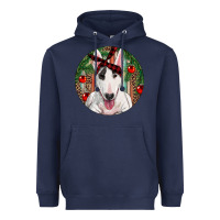 Navy Christmas Bull Terrier Heavyweight Hoodie - RanaPortraitStore