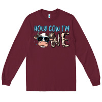 Burgundy holy cow i'm one Long Sleeve Tee - MaliasSmallBusiness