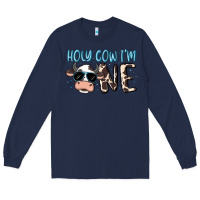Navy holy cow i'm one Long Sleeve Tee - MaliasSmallBusiness