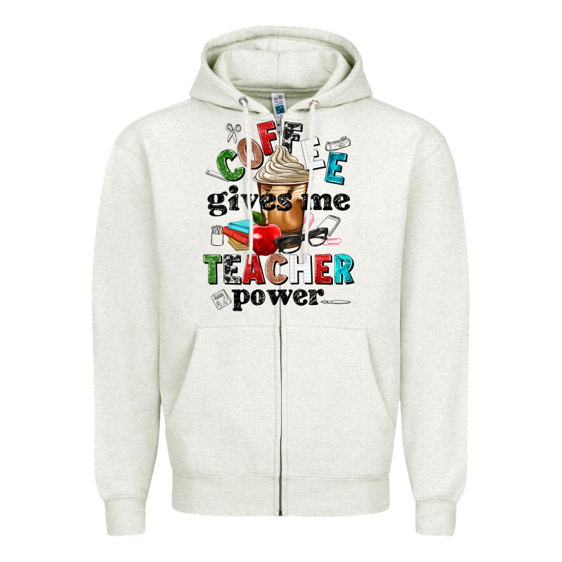 Coffee Gives Me Teacher Power Zipper Hoodie by NancyCooperArtShop | Teevron