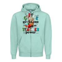 Seafoam coffee gives me teacher power Zipper Hoodie - NancyCooperArtShop