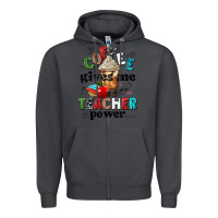Smoke coffee gives me teacher power Zipper Hoodie - NancyCooperArtShop