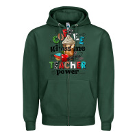 Sports Green coffee gives me teacher power Zipper Hoodie - NancyCooperArtShop