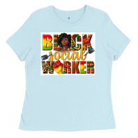 Baby Blue black social worker Ladies Tee - texasbilliewilder