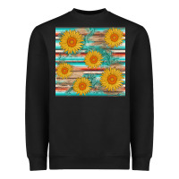 Black sunflower wood serape  leather seamless Heavyweight Sweatshirt - AdoDesignShop