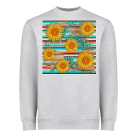 Heather Grey sunflower wood serape  leather seamless Heavyweight Sweatshirt - AdoDesignShop